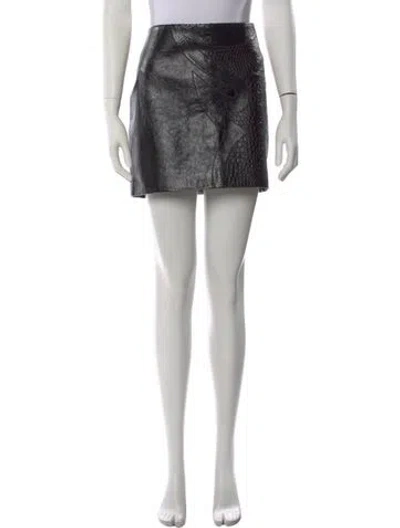 Pre-owned Saint Laurent Leather Mini Skirt In Black