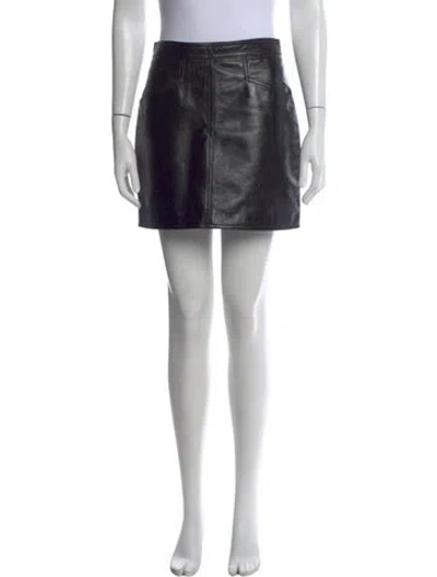 Pre-owned Saint Laurent Leather Mini Skirt In Black