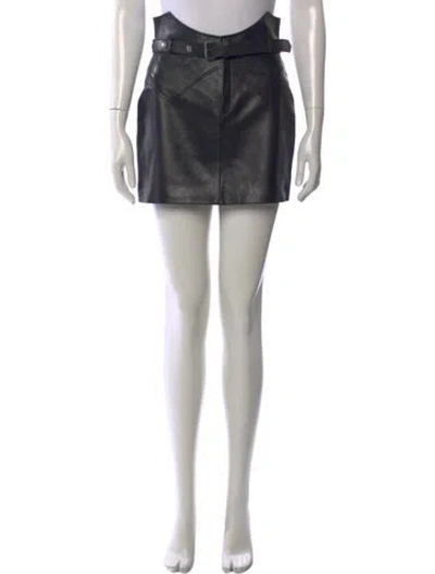 Pre-owned Saint Laurent Leather Mini Skirt In Black