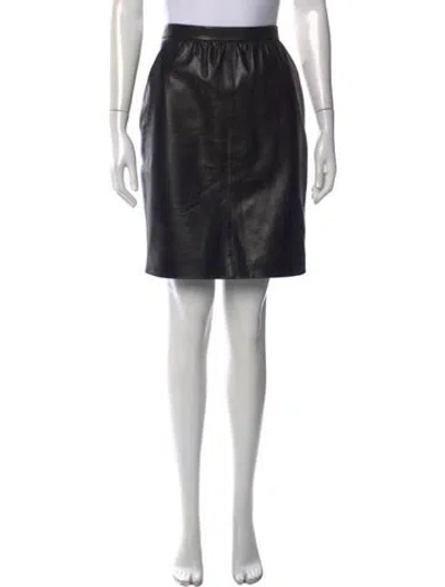 Pre-owned Saint Laurent Leather Mini Skirt In Black