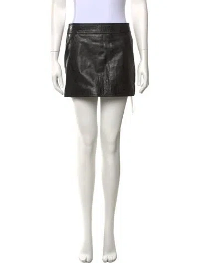 Pre-owned Saint Laurent Leather Mini Skirt In Black