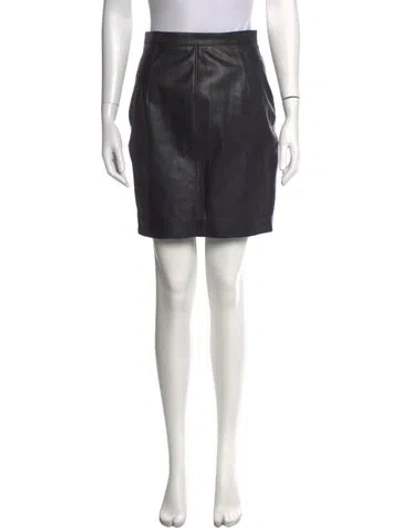 Pre-owned Saint Laurent Leather Mini Skirt In Black