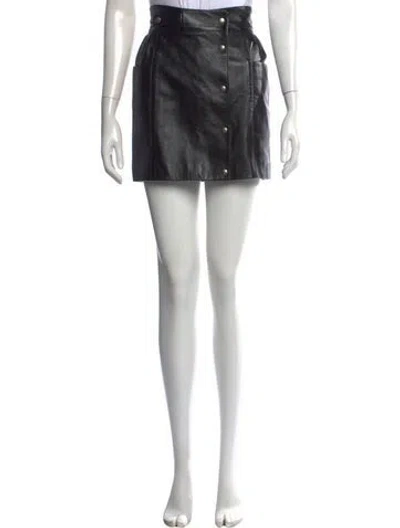 Pre-owned Saint Laurent Leather Mini Skirt In Black