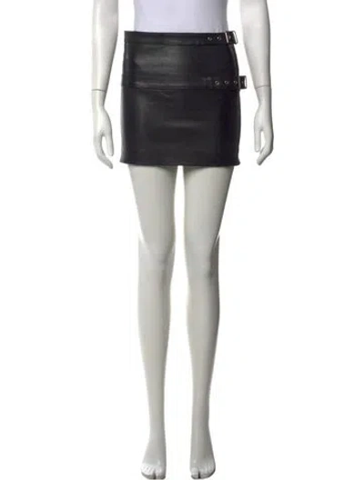 Pre-owned Saint Laurent Leather Mini Skirt In Black