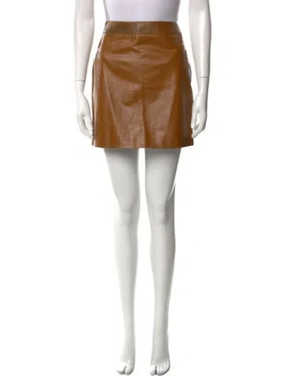 Pre-owned Saint Laurent Leather Mini Skirt In Brown