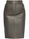 Saint Laurent Gonna A Matita A Vita Alta In Pelle In Gray