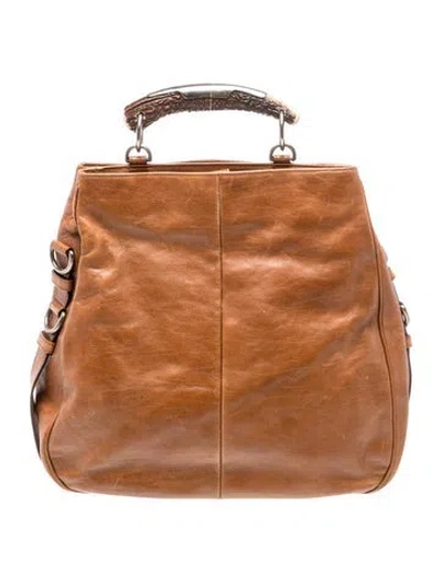 Pre-owned Saint Laurent Leather Mombasa Tote In Brown