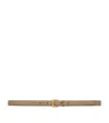 Saint Laurent Leather Monogram Belt In Nude