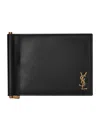 Saint Laurent Logo-appliquéd Leather Billfold Wallet With Money Clip In Black