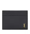 Saint Laurent Leather Monogram Card Holder In Black