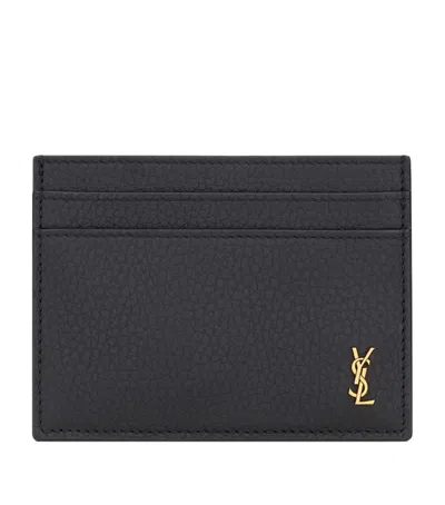 Saint Laurent Leather Monogram Card Holder In Black