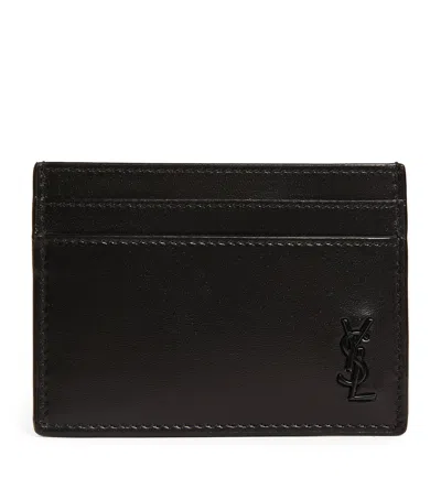 SAINT LAURENT LEATHER MONOGRAM CARD HOLDER
