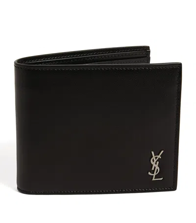 Saint Laurent Leather Monogram East/west Wallet In Black