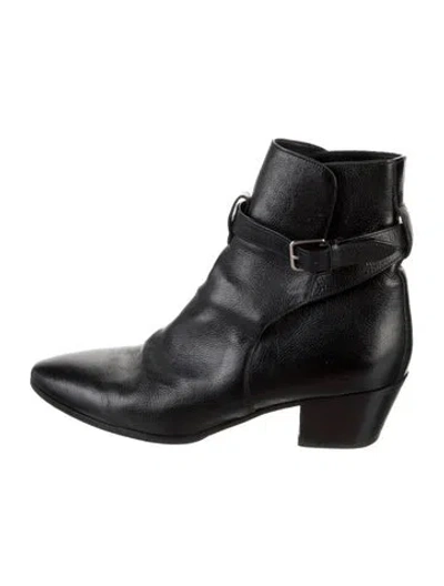 Pre-owned Saint Laurent Leather Moto Boots In Black