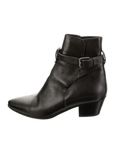 Pre-owned Saint Laurent Leather Moto Boots In Black