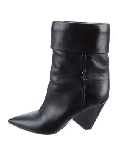 Pre-owned Saint Laurent Leather Moto Boots In Black