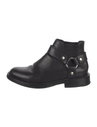Pre-owned Saint Laurent Leather Moto Boots In Black
