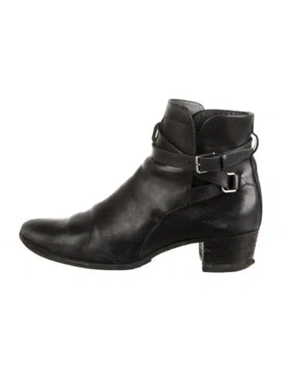Pre-owned Saint Laurent Leather Moto Boots In Black