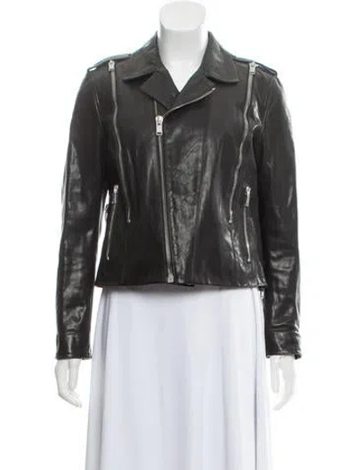 Pre-owned Saint Laurent Leather Moto Jacket In Black