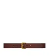 Saint Laurent Leather Motorcycle Belt In Brown