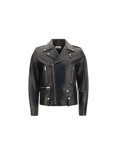 Saint Laurent Classic Motorcycle Puffer Jackets Black
