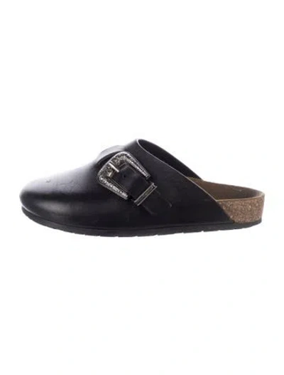 Pre-owned Saint Laurent Leather Mules In Black