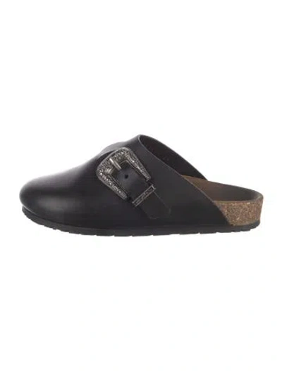 Pre-owned Saint Laurent Leather Mules In Black