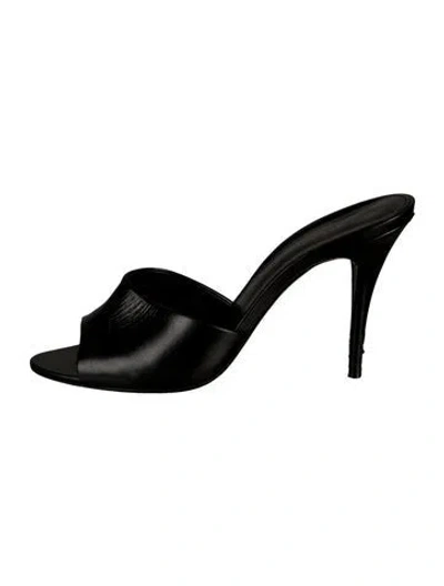 Pre-owned Saint Laurent Leather Mules In Black