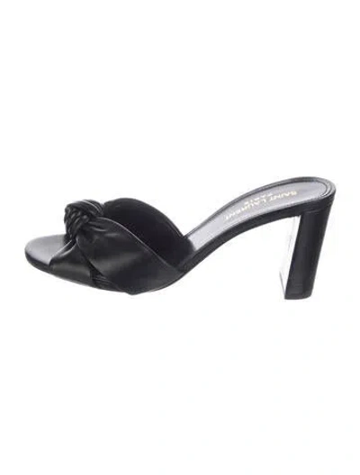 Pre-owned Saint Laurent Leather Mules In Black/blue