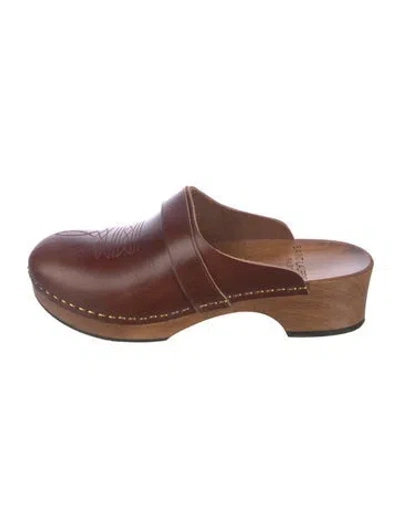 Pre-owned Saint Laurent Leather Mules In Brown