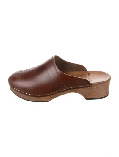 Pre-owned Saint Laurent Leather Mules In Brown