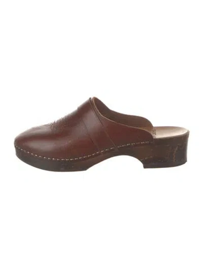 Pre-owned Saint Laurent Leather Mules In Brown