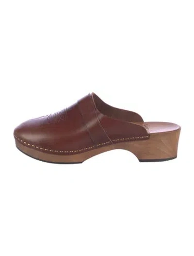 Pre-owned Saint Laurent Leather Mules In Brown