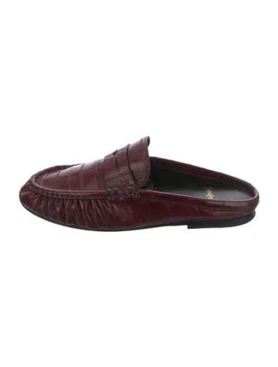 Pre-owned Saint Laurent Leather Mules In Burgundy