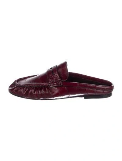 Pre-owned Saint Laurent Leather Mules In Burgundy