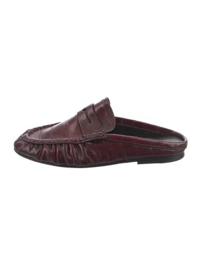 Pre-owned Saint Laurent Leather Mules In Burgundy