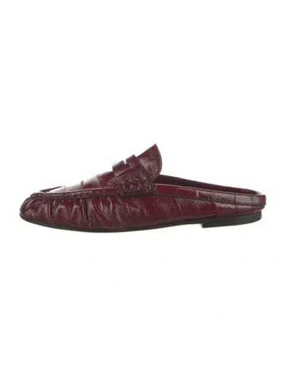 Pre-owned Saint Laurent Leather Mules In Burgundy