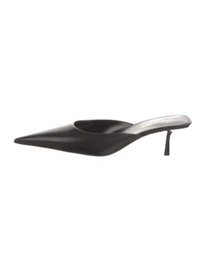 Pre-owned Saint Laurent Leather Mules W/ Tags In Black