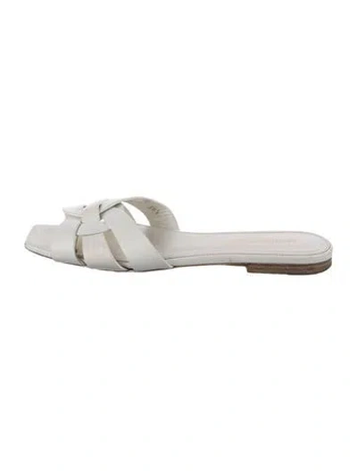 Pre-owned Saint Laurent Leather Mules In White