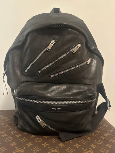 Pre-owned Saint Laurent Leather Multi-zipper Backpack In Black
