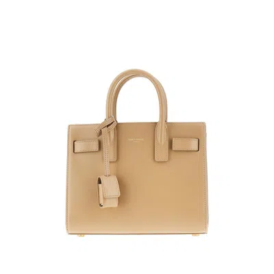 Saint Laurent Leather Nano Sac De Jour Bag In Sand