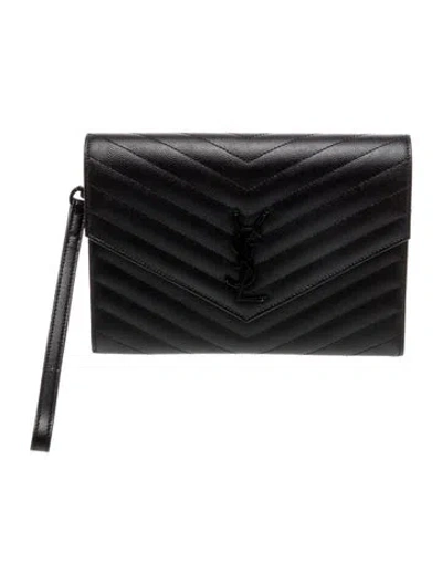 Pre-owned Saint Laurent Leather New Pouch Bag 2024 In Blue