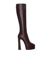 Saint Laurent Leather Nico Platform Boots 105 In Burgundy