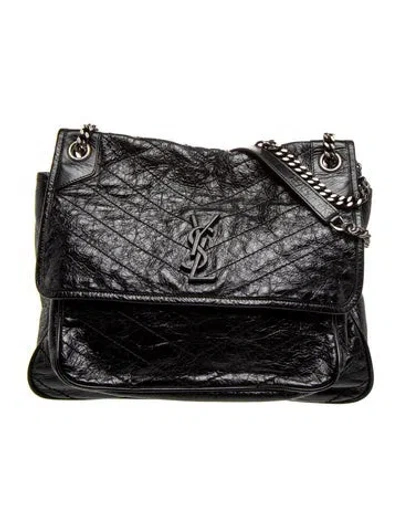 Pre-owned Saint Laurent Leather Niki In Black