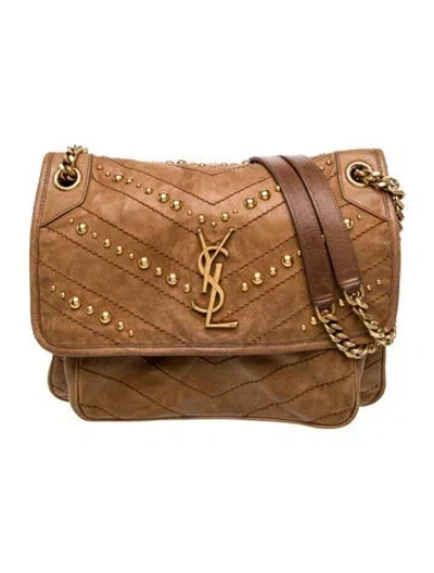 Pre-owned Saint Laurent Leather Niki In Brown
