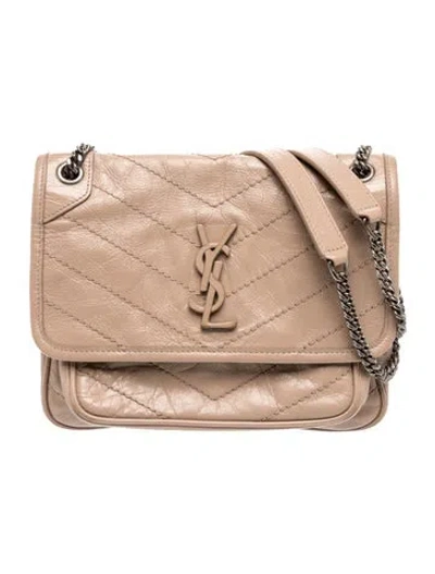 Pre-owned Saint Laurent Leather Niki In Neutral