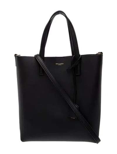 Pre-owned Saint Laurent Leather North/south Shopping Tote Toy 2024 In Black