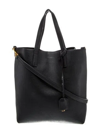 Pre-owned Saint Laurent Leather North/south Shopping Tote Toy In Black