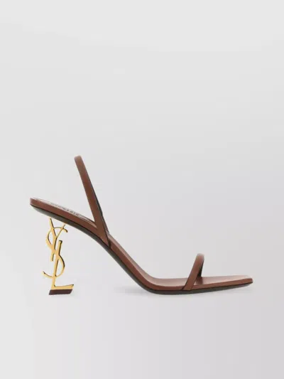 Saint Laurent Leather Opyum 85 Sandals In Bruciatobruciato