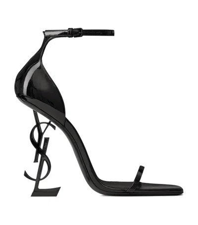 Saint Laurent 11cm Heel Open Toe Patent Leather Sandals In Black